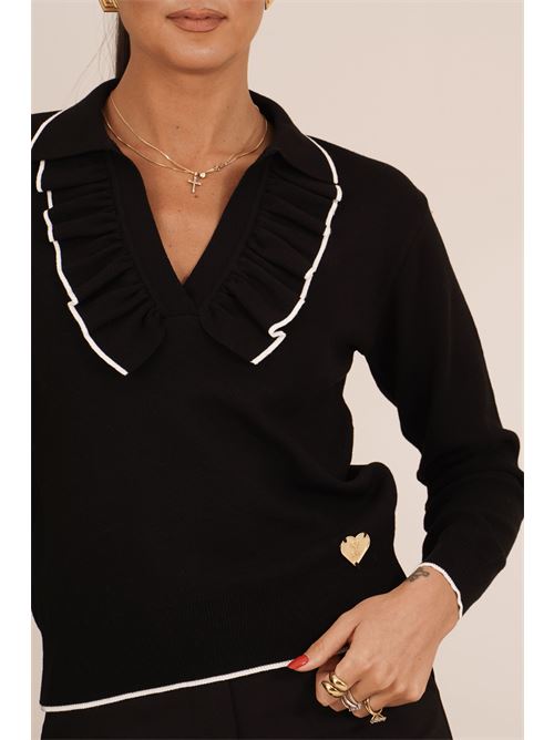 Maglia in viscosa con rouches Love To Love by Gai Mattiolo | LT667NERO/BIANCO